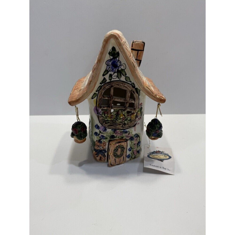 Vtg Blue Sky By Heather Goldmine Ceramic Art House Clayworks 2000 Tealight